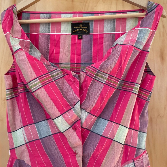 Vivienne Westwood Pink Plaid Corset Style Asymmetric Dress Size IT40, UK8 RARE - Picture 2 of 16